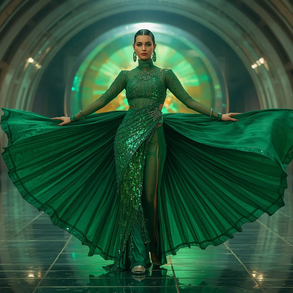 Emerald Supernova Apex Infinity Quantum Armor Saree with Cathedral Sphere Reactor Singularity Collapse Dome Core | saree prompt for gemini girl instagram — AI image prompt