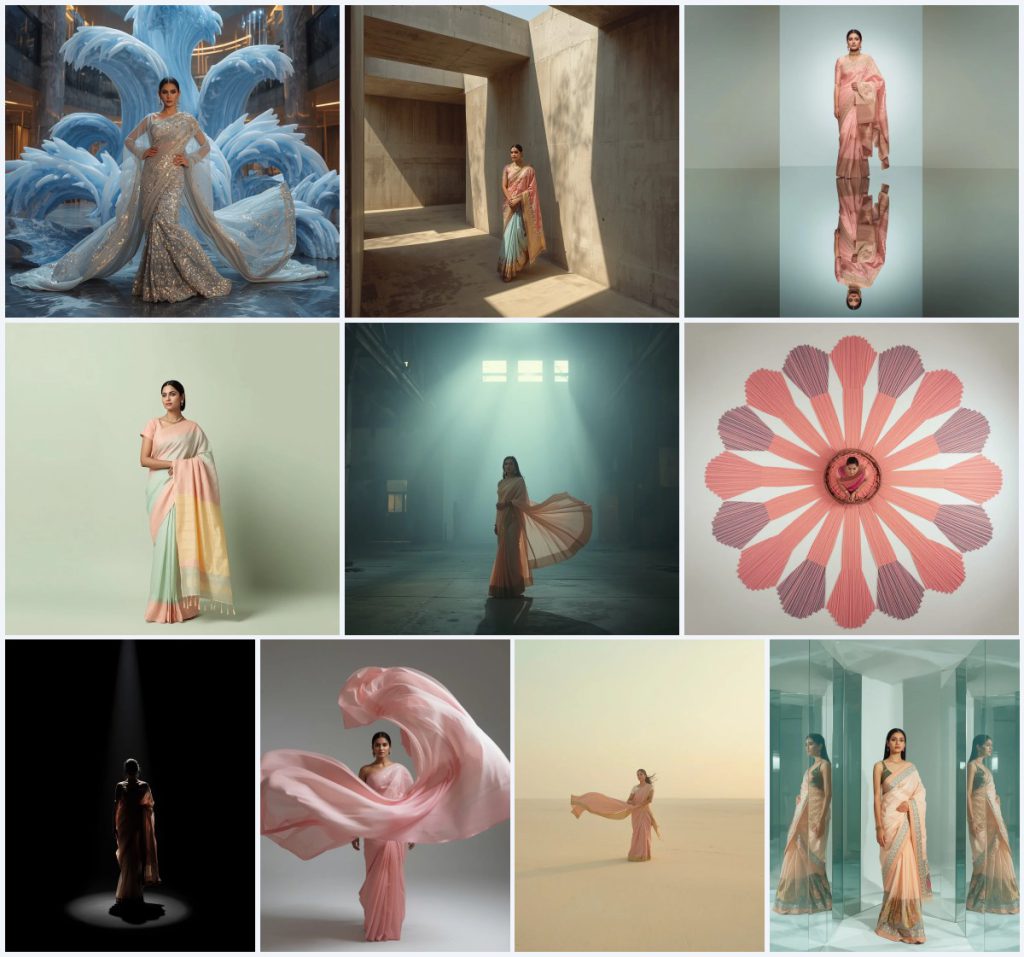 Glamorous Feather Saree AI Prompts for Extravagant Runway Looks | prompt for traditional look for girl chatgpt instagram — AI image prompt