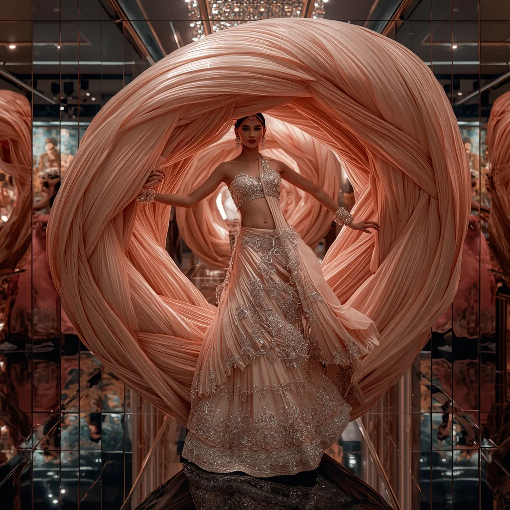 Infinity Layer Festival Saree with Premium Color Reflection Gallery | new instagram trend prompt for girl saree look in english — AI image prompt