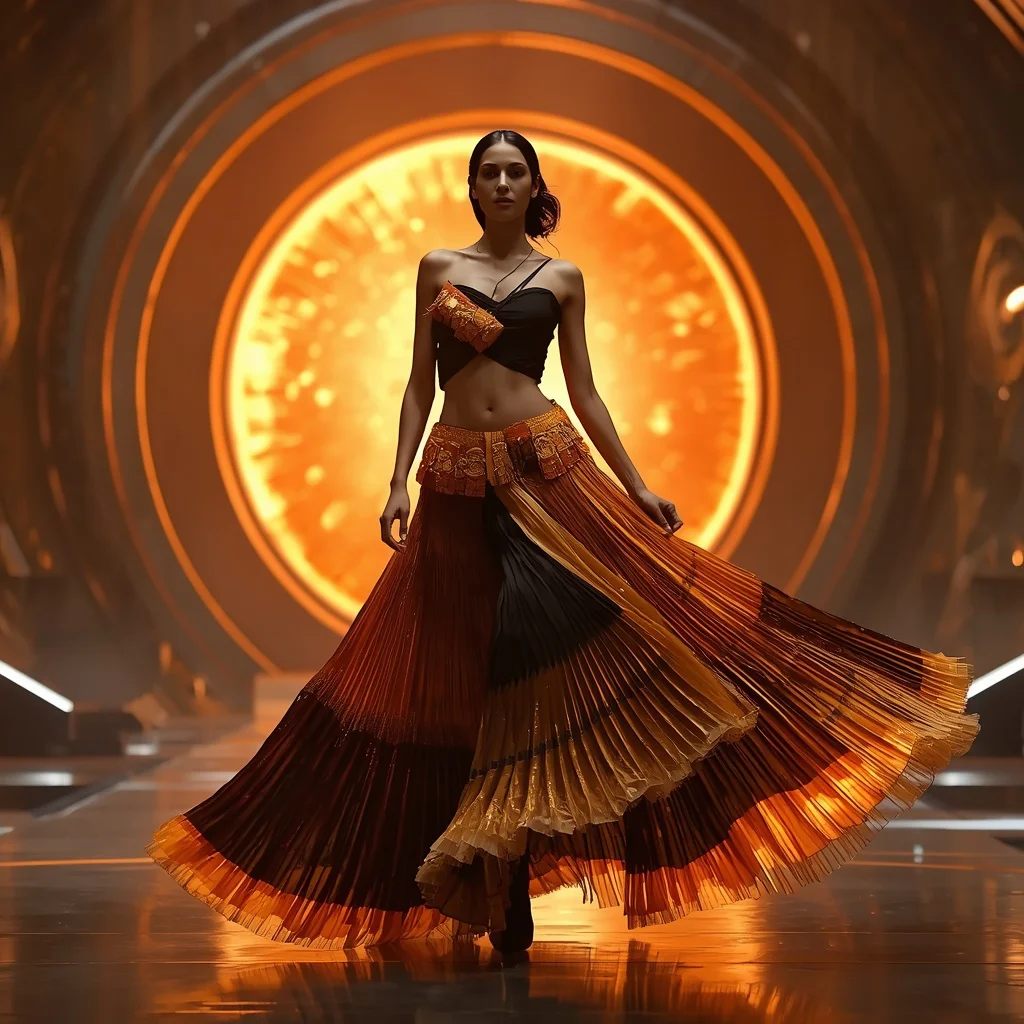 Solar Lava Core Surge Saree with Burning Orb Energy Singularity Dome | traditional saree prompt for girl instagram — AI image prompt